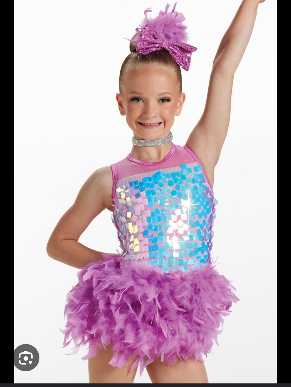 Weissman Pose 17840 Sequin Feather Dance Costume Size XSC (~Girls 4-5)